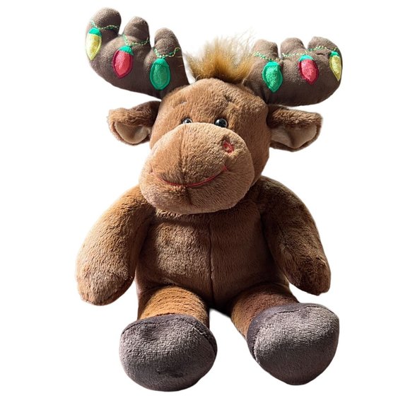Build A Bear Hal The Moose Plush Stuffed Animal Brown Christmas Light Bulbs DO N - Picture 2 of 11